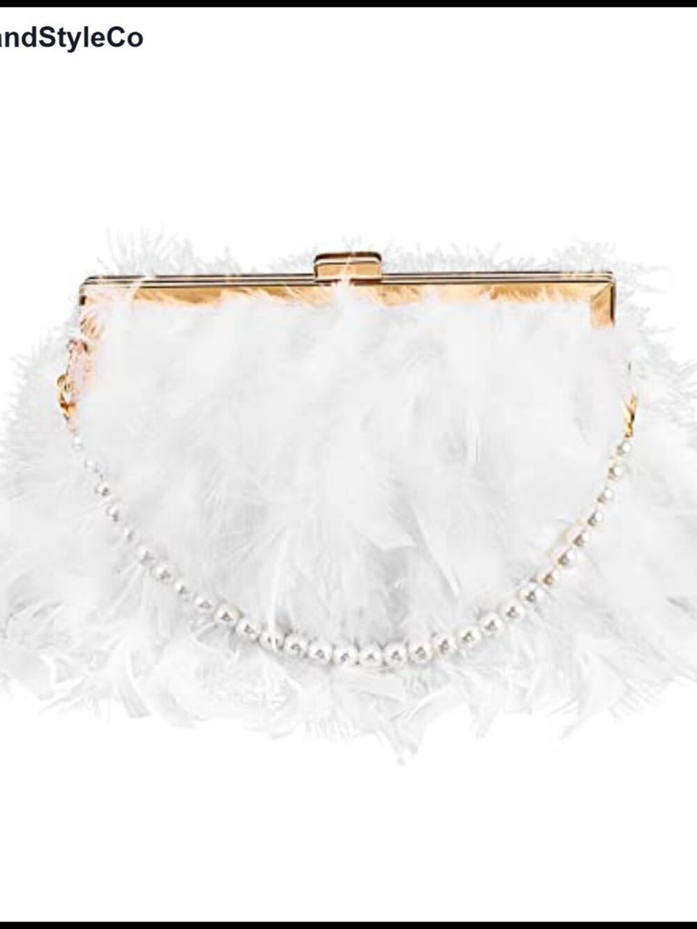 Faux Fur Feather Clutch Purse with 2 Chains Evening Bag Handbag